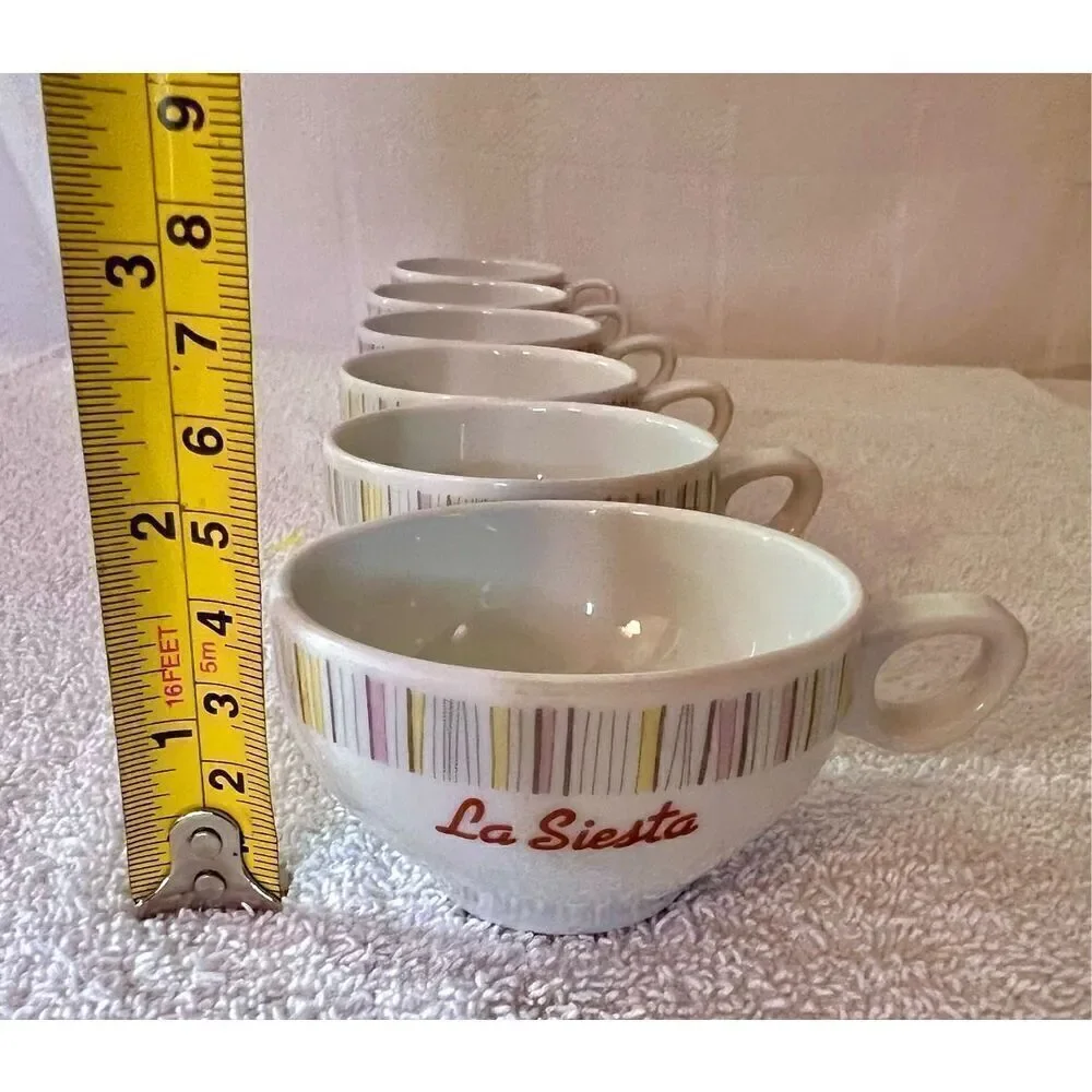 Vintage La Siesta Farbrik Dekor Schonwald  Geometric Print Espresso Cup Set Of 6